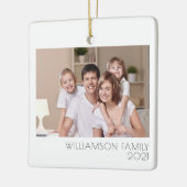 2面カスタムの両面ファミリフォトシンプル セラミックオーナメント (左)