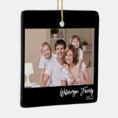 2面カスタムの両面ファミリーフォトシンプルブラック セラミックオーナメント (右)