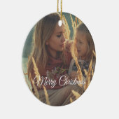 2面カスタムの家族の写真クリスマス セラミックオーナメント (右)