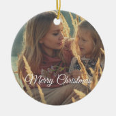 2面カスタムの家族の写真クリスマス セラミックオーナメント (正面)