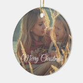 2面カスタムの家族の写真クリスマス セラミックオーナメント (左)