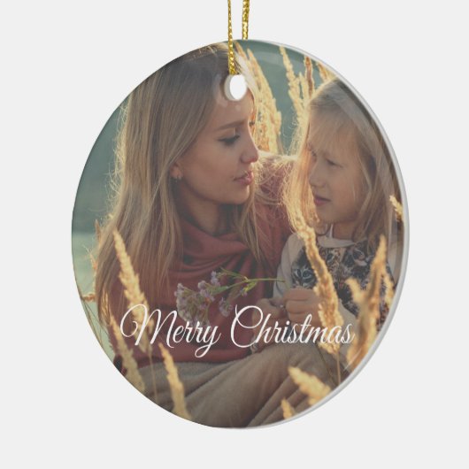 2面カスタムの家族の写真クリスマス セラミックオーナメント (左)