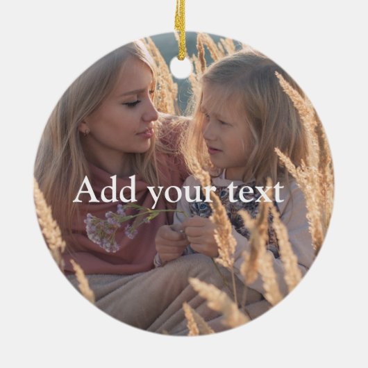 2面カスタムの家族の写真クリスマス セラミックオーナメント (裏面)