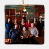 2面カスタムの家族写真クリスマスオーナメント セラミックオーナメント (正面)