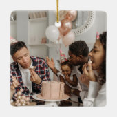 2面カスタムの家族写真クリスマスオーナメント セラミックオーナメント (裏面)