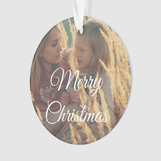 2面カスタムの家族写真クリスマス   オーナメント (正面)