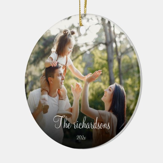 2面カスタムシンプル写真クリスマスセラム セラミックオーナメント (左)
