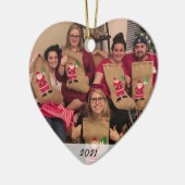 2面カスタムシンプル写真クリスマス セラミックオーナメント (左)