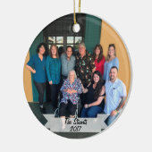 2面カスタムシンプル家族写真クリスマス セラミックオーナメント (左)