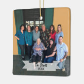 2面カスタムシンプル家族写真クリスマス セラミックオーナメント (左)