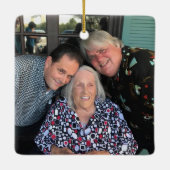 2面カスタムシンプル家族写真クリスマス セラミックオーナメント (裏面)