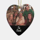 2面カスタムブラックシンプル家族フォトクリスマス セラミックオーナメント (左)