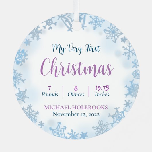 2面カスタムベビーの非常初めてのクリスマス写真 メタルオーナメント (裏面)