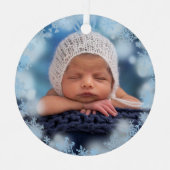 2面カスタムベビーの非常初めてのクリスマス写真 メタルオーナメント (正面)