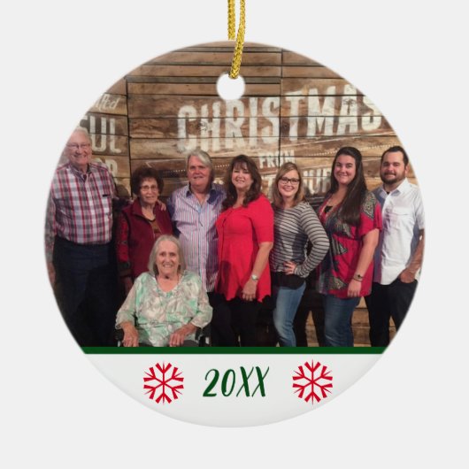 2面カスタム写真かわいい雪の結晶 セラミックオーナメント (正面)