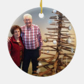 2面カスタム写真かわいい雪の結晶 セラミックオーナメント (裏面)