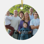 2面カスタム家族の写真クリスマスセラミックホーン セラミックオーナメント (正面)