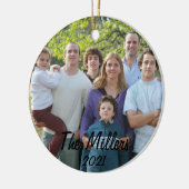 2面カスタム家族の写真クリスマスセラミックホーン セラミックオーナメント (左)