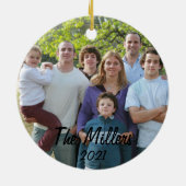 2面カスタム家族の写真クリスマスセラミックホーン セラミックオーナメント (裏面)