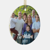 2面カスタム家族の写真クリスマス セラミックオーナメント (右)