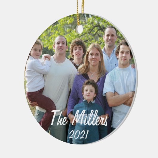 2面カスタム家族の写真クリスマス セラミックオーナメント (左)