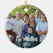 2面カスタム家族の写真クリスマス セラミックオーナメント (裏面)