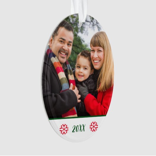 2面カスタム家族の写真スノーフレークのクリスマス オーナメント (正面)