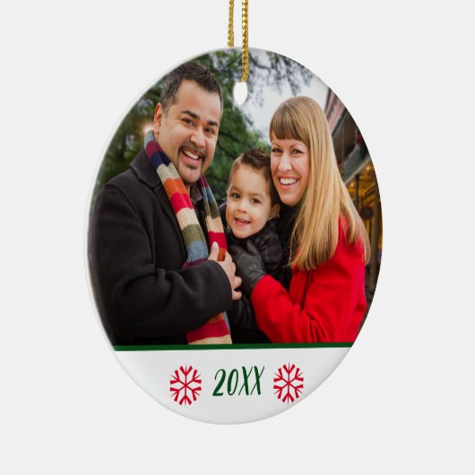 2面カスタム家族の写真スノーフレークのクリスマス セラミックオーナメント (右)