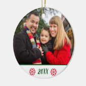 2面カスタム家族の写真スノーフレークのクリスマス セラミックオーナメント (左)