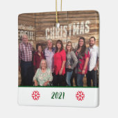 2面カスタム家族の写真スノーフレークのクリスマス セラミックオーナメント (左)