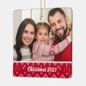 2面カスタム家族の写真北欧クリスマスセラム セラミックオーナメント (左)