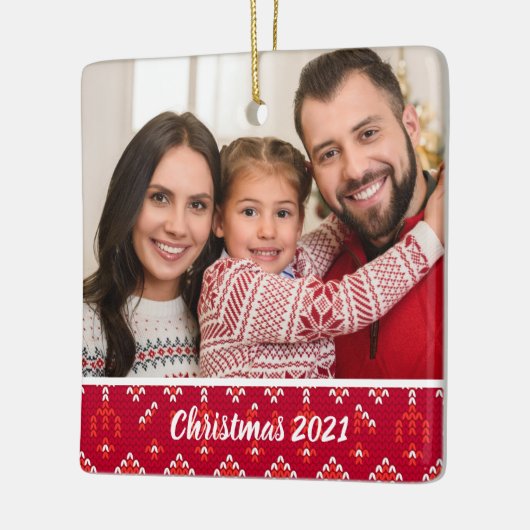 2面カスタム家族の写真北欧クリスマスセラム セラミックオーナメント (左)