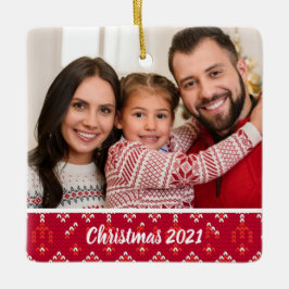 2面カスタム家族の写真北欧クリスマスセラム セラミックオーナメント