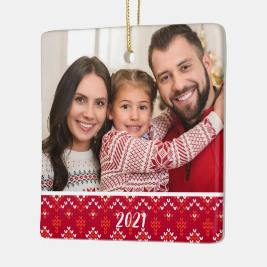 2面カスタム家族の写真北欧クリスマス セラミックオーナメント (左)