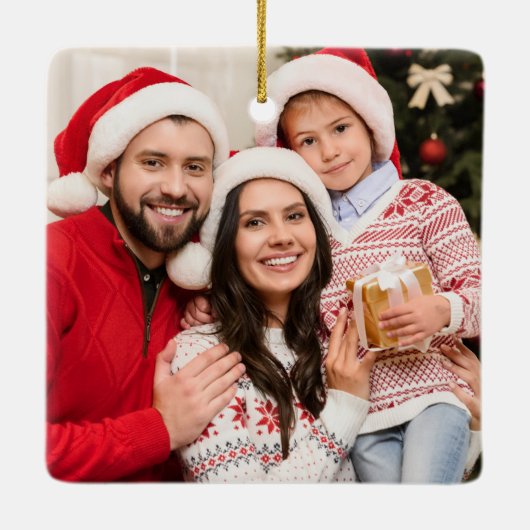 2面カスタム家族の写真北欧クリスマス セラミックオーナメント (裏面)
