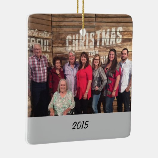 2面カスタム家族シンプル写真クリスマス セラミックオーナメント (右)