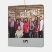 2面カスタム家族シンプル写真クリスマス セラミックオーナメント (左)