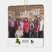 2面カスタム家族写真のクリスマス セラミックオーナメント (左)
