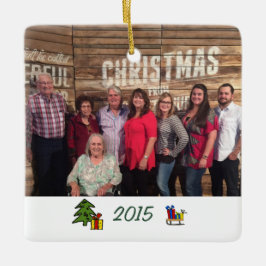 2面カスタム家族写真のクリスマス セラミックオーナメント