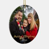 2面カスタム家族写真クリスマス セラミックオーナメント (右)
