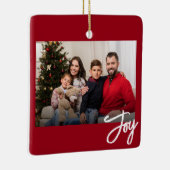 2面カスタム2面ファミリーフォトジョイレッド セラミックオーナメント (右)