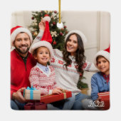 2面カスタム2面ファミリーフォトジョイレッド セラミックオーナメント (裏面)
