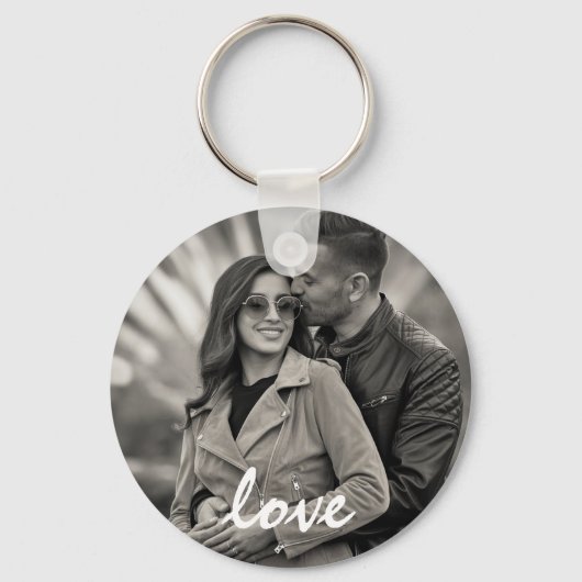 2面パーソナライズされた写真と文字写真コラージュ キーホルダー (裏面)