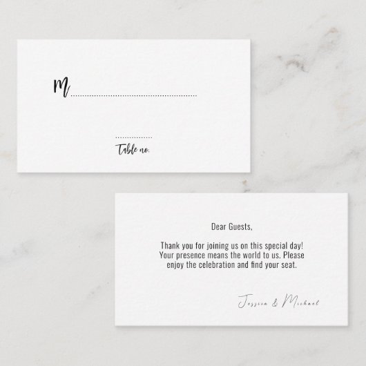 💍 2面ミニマルエレガントリスト プレイスカード (正面/裏面)