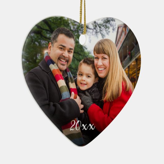 2面モダンの家族写エレガント真クリスマス セラミックオーナメント (右)