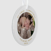 2面モダン初めてのクリスマススノーフレーク写真 オーナメント (正面)