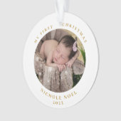 2面モダン初めてのクリスマススノーフレーク写真 オーナメント (正面)