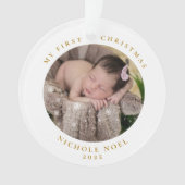 2面モダン初めてのクリスマススノーフレーク写真 オーナメント (正面)