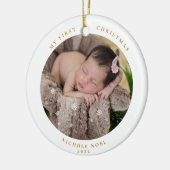 2面モダン初めてのクリスマススノーフレーク写真 セラミックオーナメント (左)