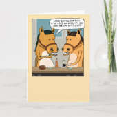 2頭のおもしろい馬が耕される誕生日 カード (正面)